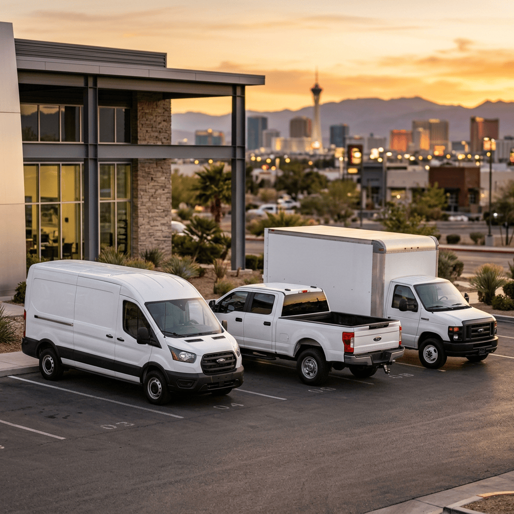 Commercial vehicles at a Las Vegas dealership